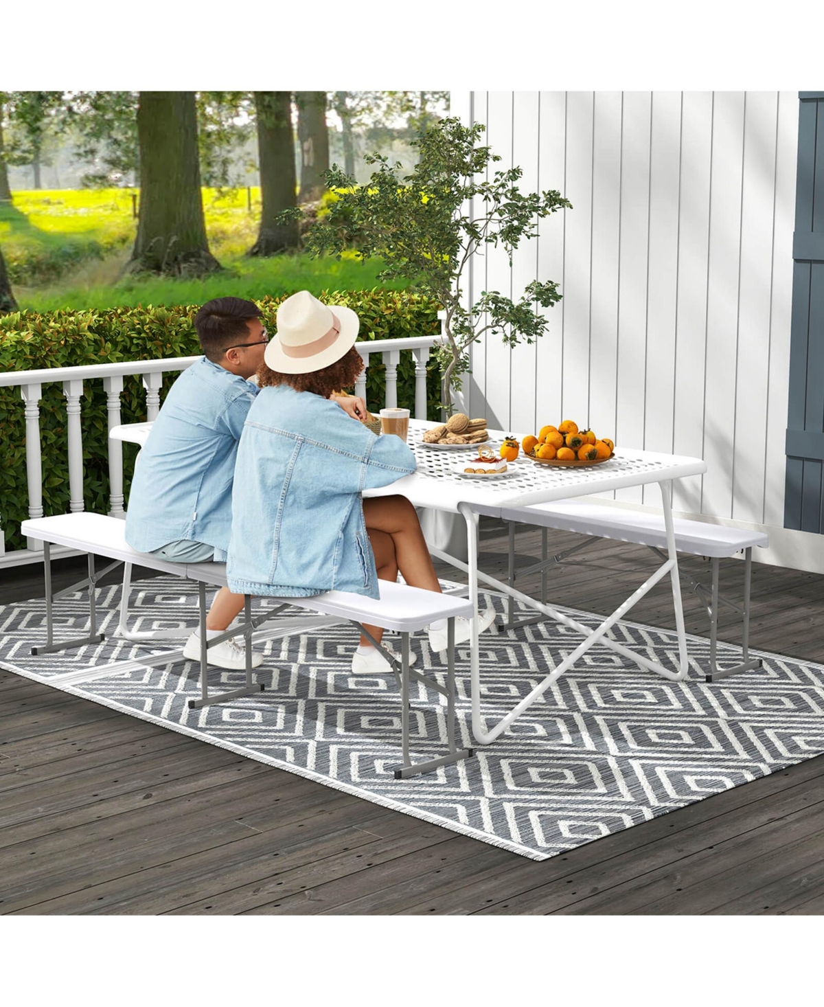 1 Pcs Portable Folding Bench with Convenient Handle Non-slip Foot Pads Sturdy Metal Legs