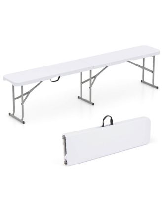Portable Folding Bench with Convenient Handle Non-slip Foot Pads Sturdy Metal Legs