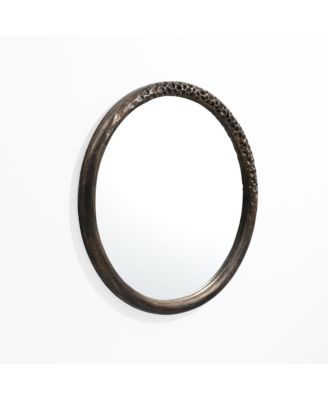 32-Inch Round Brown Crater MgO Frame Wall Mirror