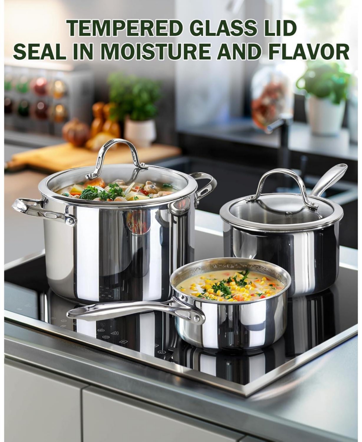Cooks Standard 3- Quart Multi-Ply Clad Stainless Steel Saucepan With Glass Lid,- Silver