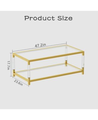  Gold Metal & Acrylic Coffee Table