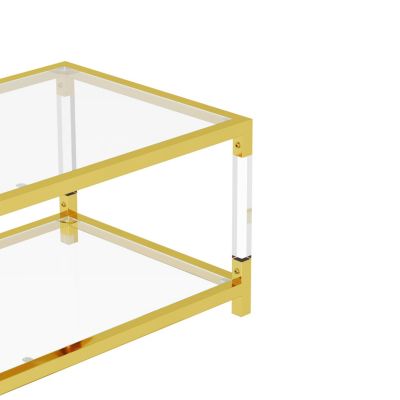  Gold Metal & Acrylic Coffee Table