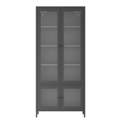4-Door Metal Storage Display Cabinet with Glass Tempered Doors