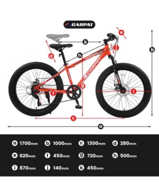 Elecony 24 Inch Fat Tire Bike Adult/Youth Full Shimano 7 Speeds Mountain Bike, Dual Disc Brake, High-Carbon Steel Frame, Front Suspension, Mountain Trail Bike, Urban Commuter City Bicycle