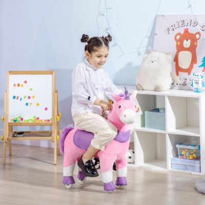 Ride On Real Walking Unicorn with Sparkly Horn, Soft Plush Ride On Rocking Horse Bearing 176lbs, Imaginative Interactive Toy for Kids, Unicorn Gifts