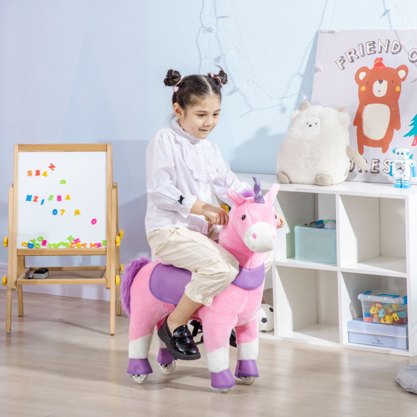 Детская мягкая игрушка Streamdale Furniture Soft Plush Unicorn Rocker with Sparkly Horn Ride-On, 176 lbs., Ages 3-6, цвет: Розовый — фото 2