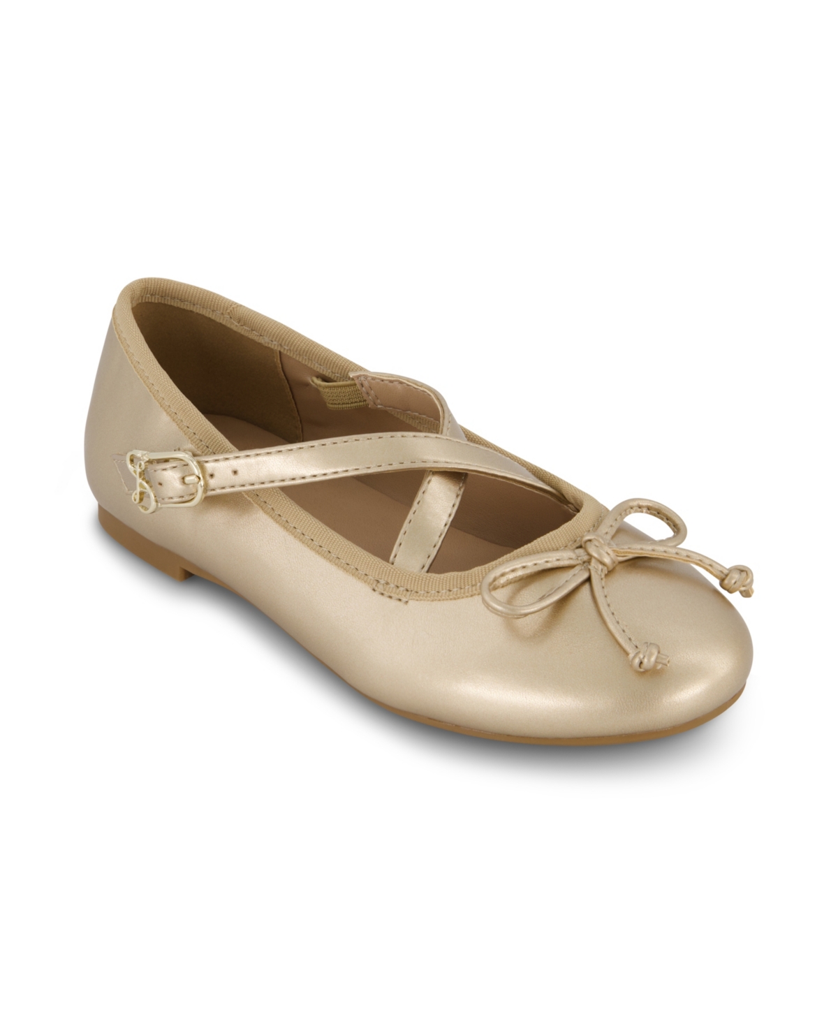 Shop Sam & Libby Little And Big Girls Candice Crossover Iconic Ballet Flat In Gold