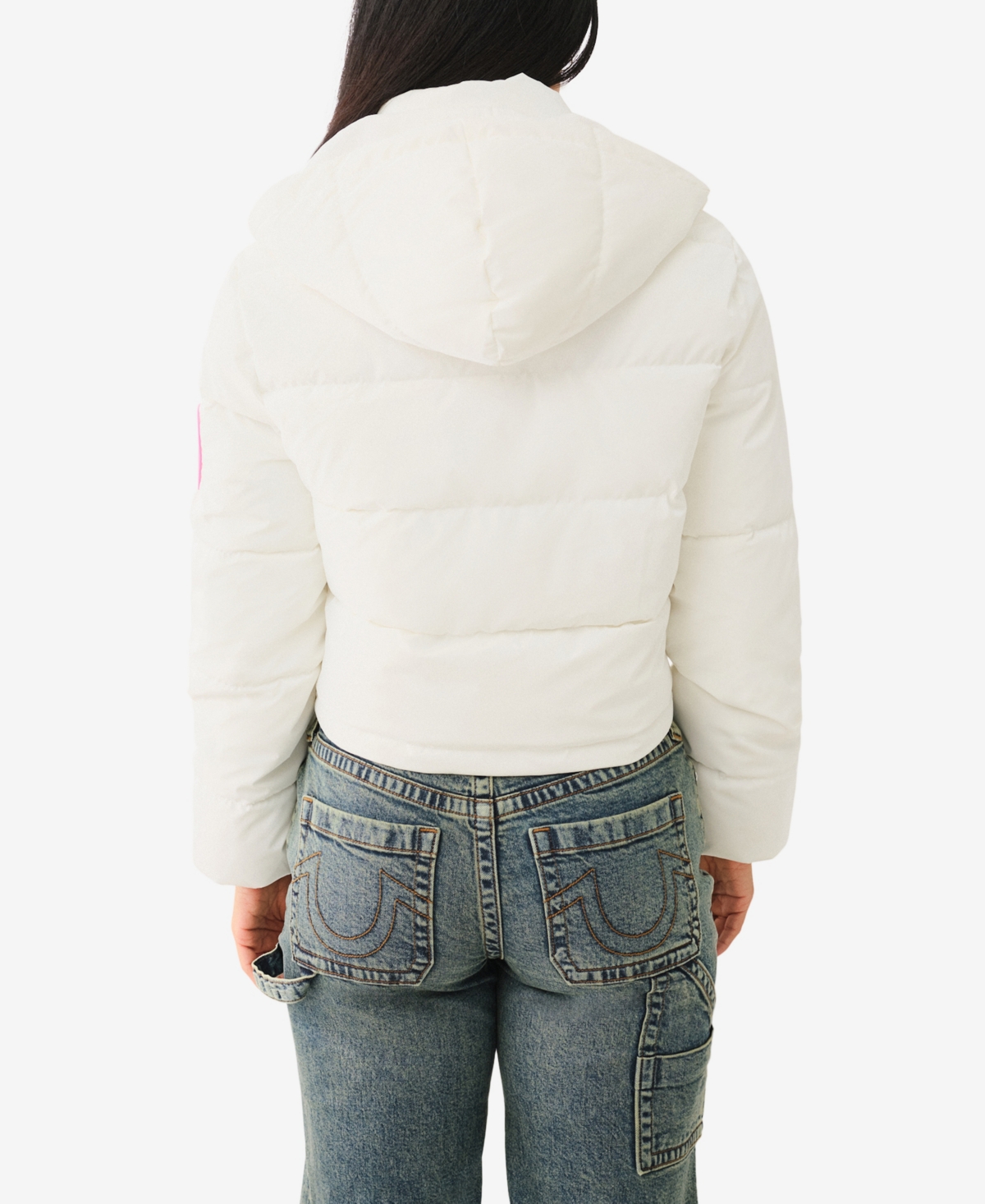 True Religion Women's Hooded Double Collar Puffer Jacket