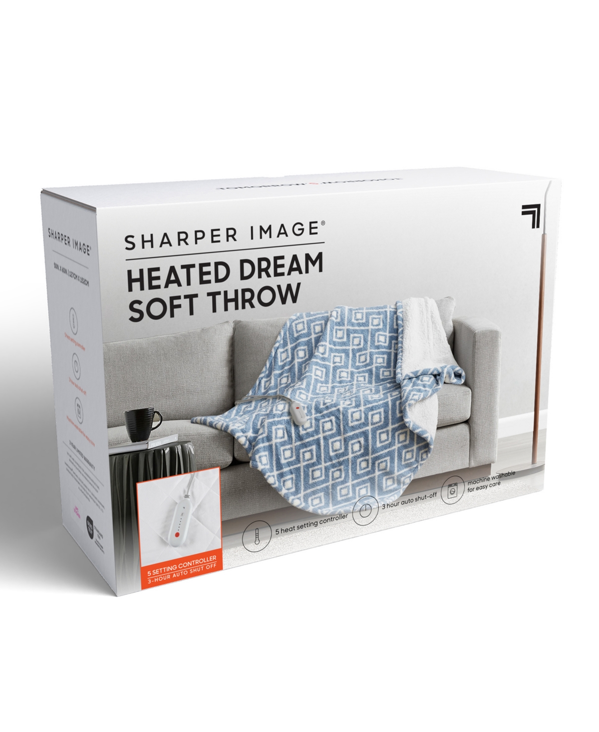 Sharper Image Amira Dream Soft Heated Throw, 50" X 60" In Gray