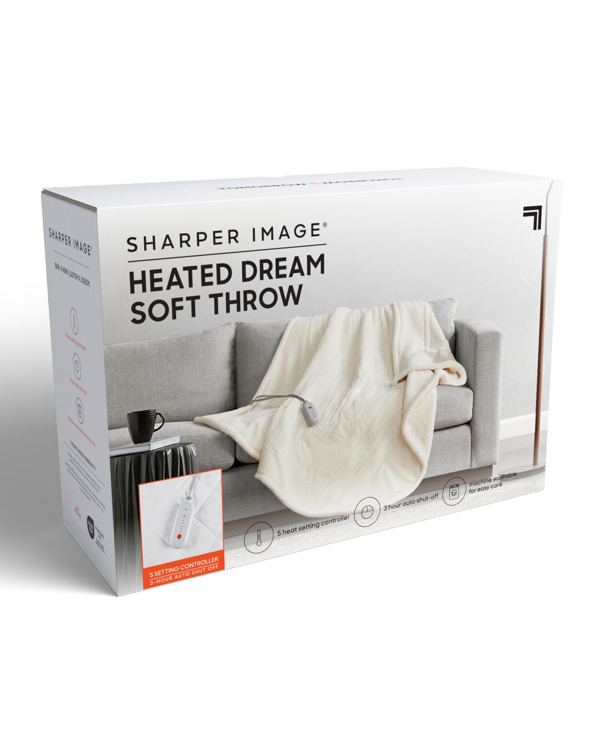 SHARPER IMAGE AMIRA DREAM SOFT HEATED THROW, 50" X 60" 