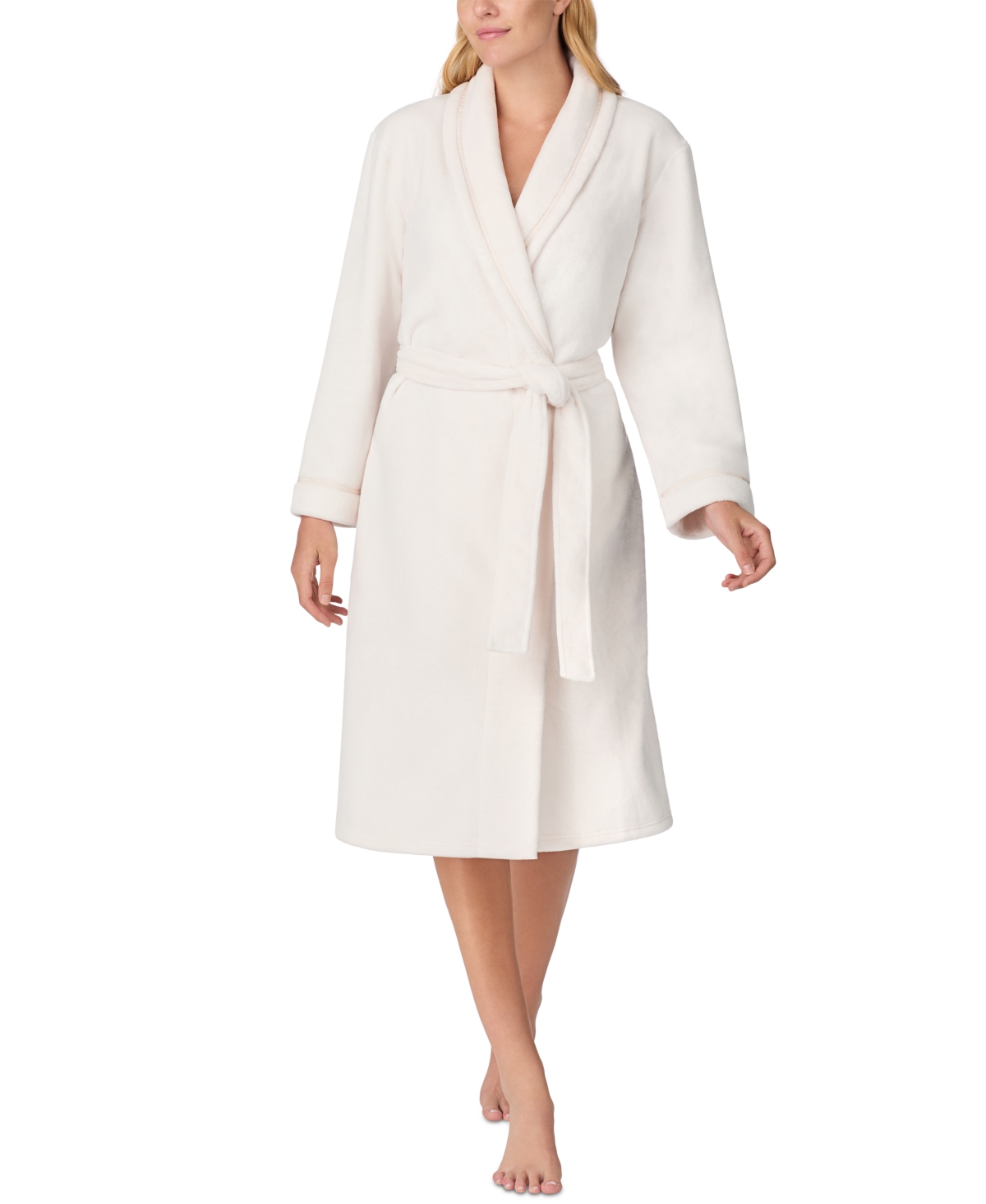 Women's Long-Sleeve Chenille Shawl-Collar Robe - Light Beige