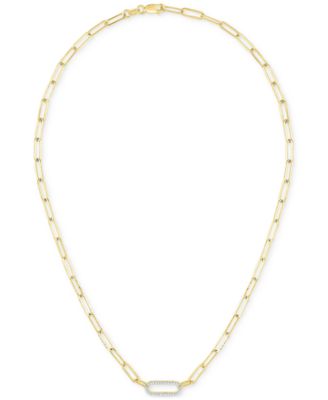 2-Pc. Set Diamond Paperclip Link Collar Necklace & Bracelet (1/4 ct. t.w.) in 14k Gold-Plated Sterling Silver