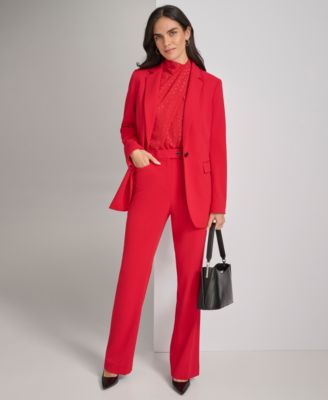 Womens One Button Blazer Straight Leg Pants