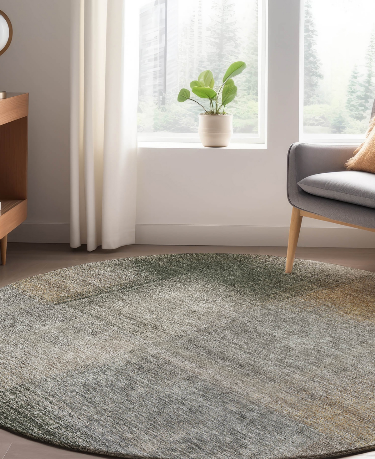 Dalyn Trevi Washable Tv10 8'x8' Round Area Rug In Mocha