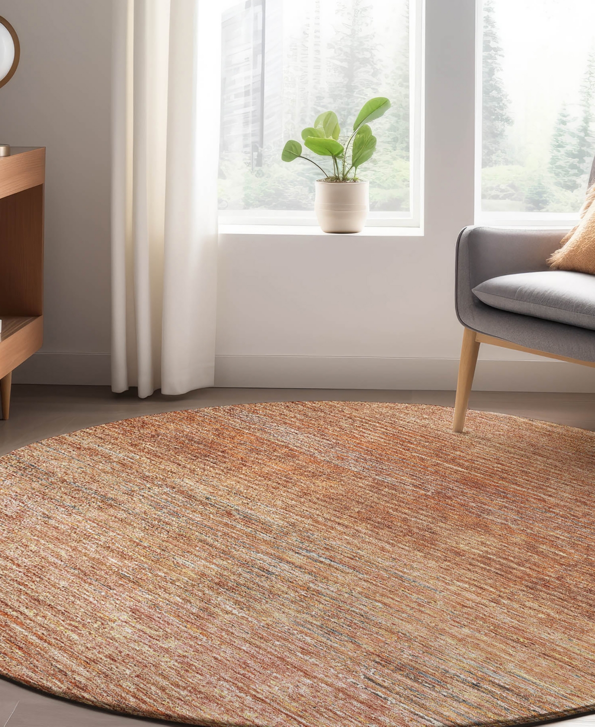 Dalyn Trevi Washable Tv1 8'x8' Round Area Rug In Copper