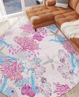 Seabreeze Washable SZ1 8'x8' Round Area Rug