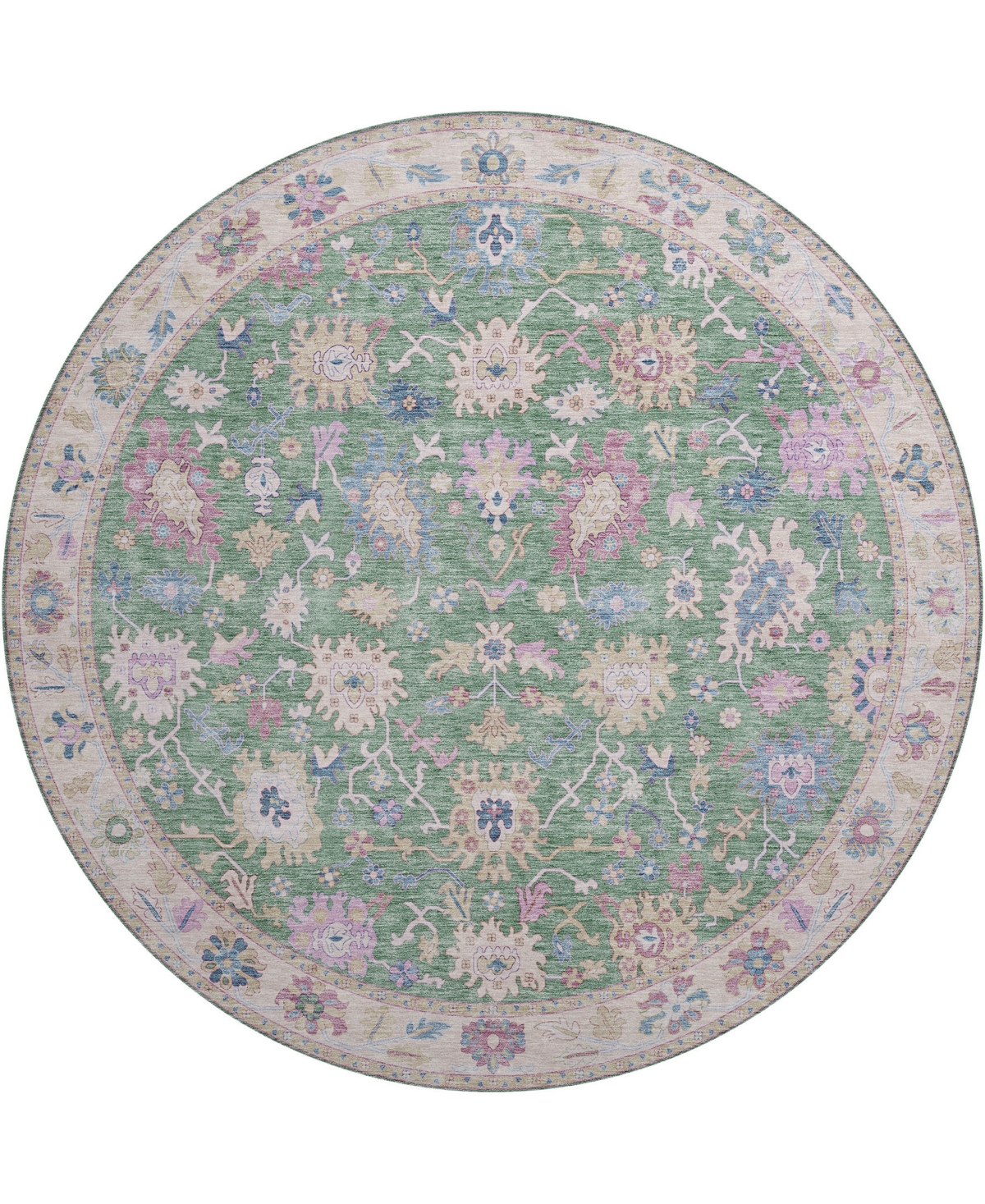 Dalyn Hatay Washable Hy7 8'x8' Round Area Rug In Lime