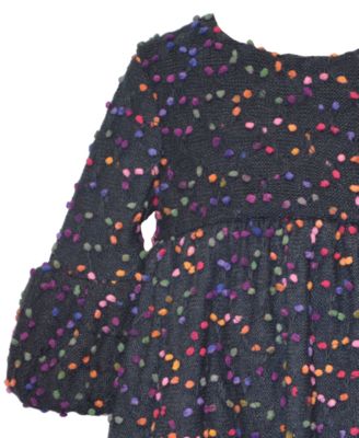 Little Girls 3D Confetti Dot Knit Dress