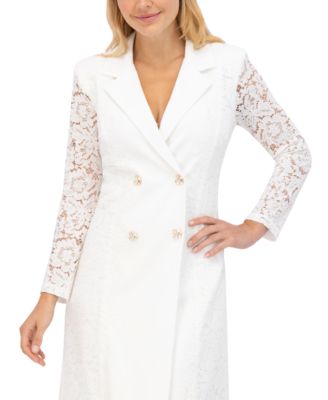 Vince Camuto Petite Collared Lace Blazer Dress - Macy's
