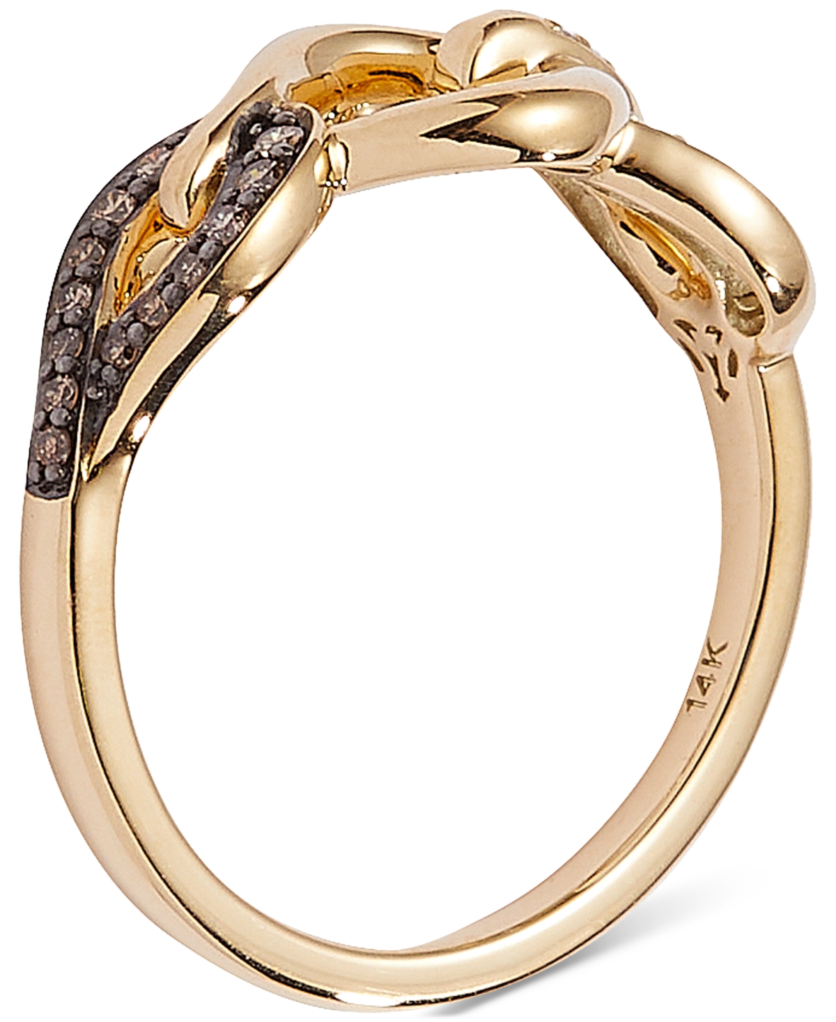 Le Vian Chocolate Diamond & Nude Diamond Interlocking Ring (1/8 Ct. T.w.) In 14k Gold In 14k Honey Gold Ring