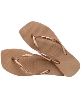 Women's Slim Square Logo Metallic Sandals