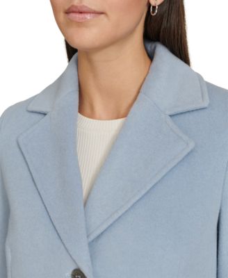Womens Single-Breasted Wool Blend Coat