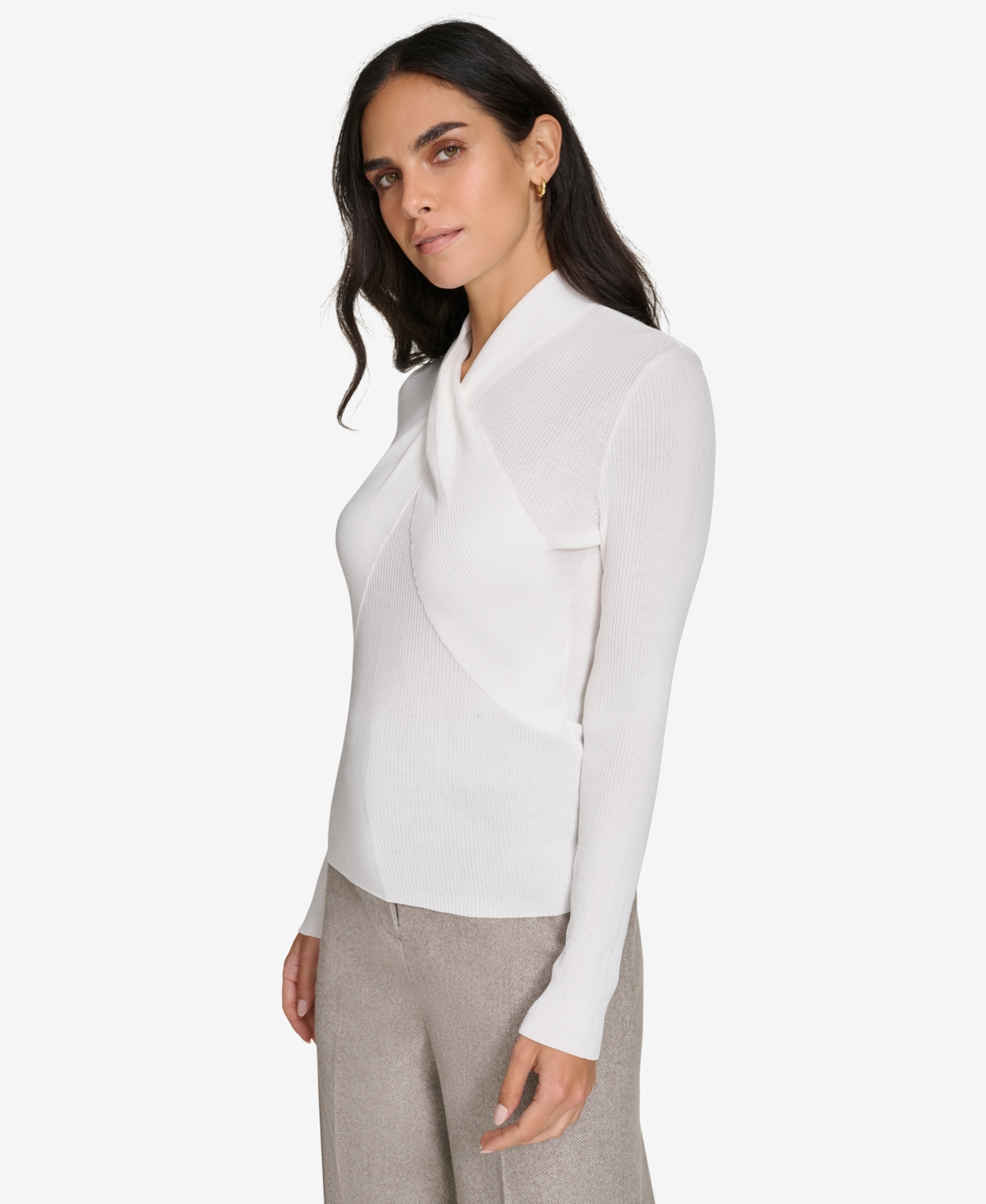 Calvin Klein Women's V-Neck Long-Sleeve Top