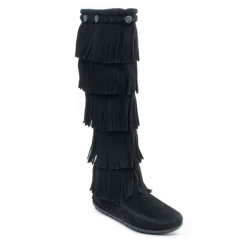 Женские ботинки Minnetonka Suede 5-Layer Fringe, цвет: Чёрный