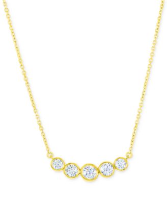 Diamond Bezel Graduated Curved Bar Collar Necklace (3/4 ct. t.w.) in 14k White or Yellow Gold