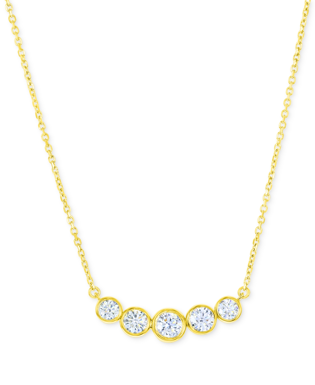 Shop Macy's Diamond Bezel Graduated Curved Bar Collar Necklace (3/4 Ct. T.w.) In 14k White Or Yellow Gold