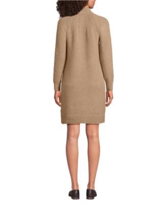 Women's Boucle Long Sleeve Raglan Mock Neck Sweater Dress