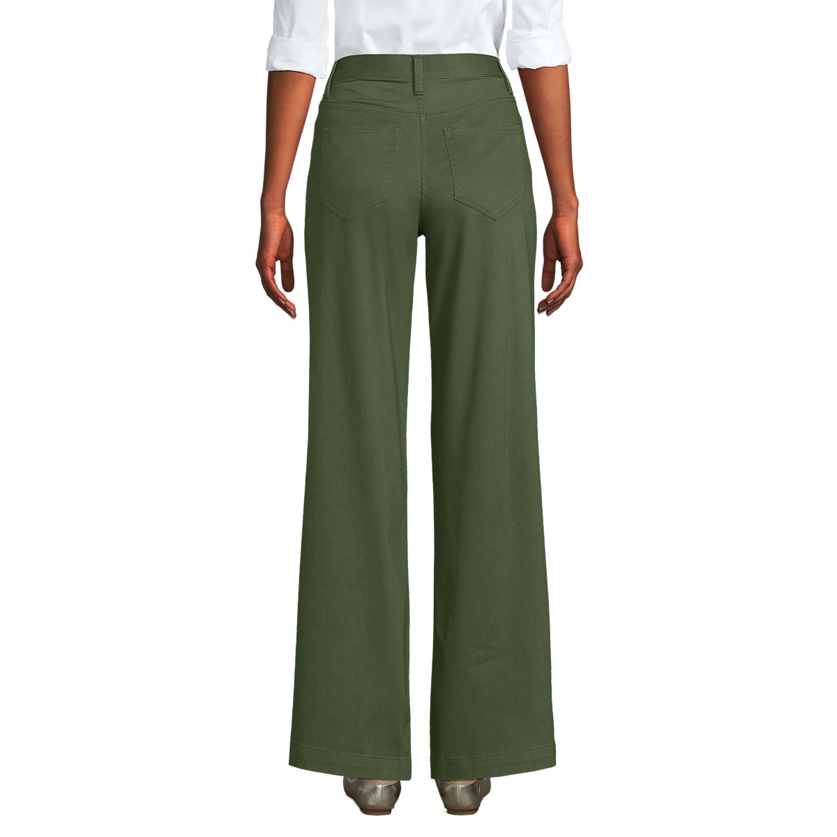 Lands' End Women's High Rise 5 Pocket Wide Leg Chino Pants