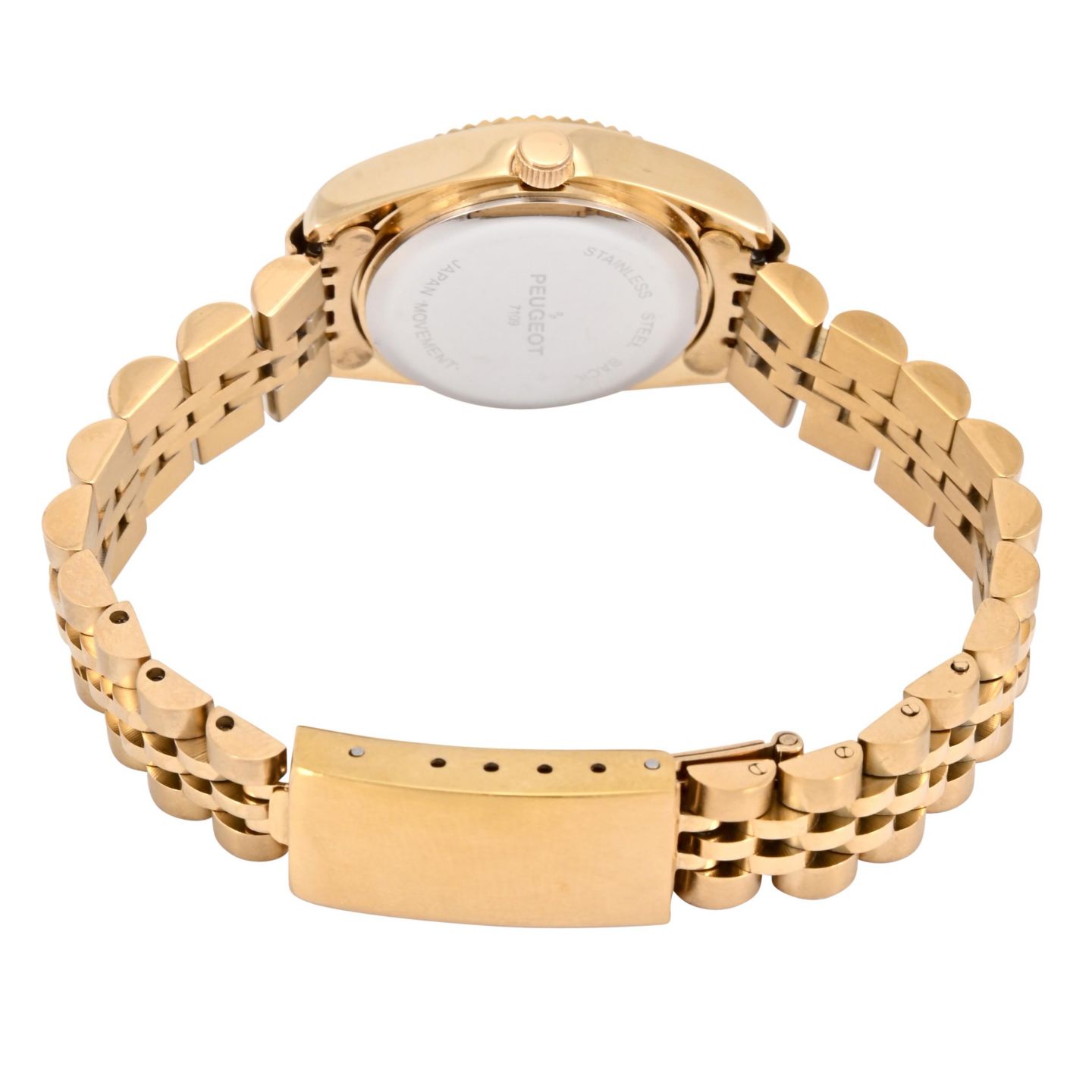 Женские часы Peugeot Gold-Tone 25mm Fluted Bezel Steel Bracelet Watch with Gold Dial, цвет: Золотой — фото 2