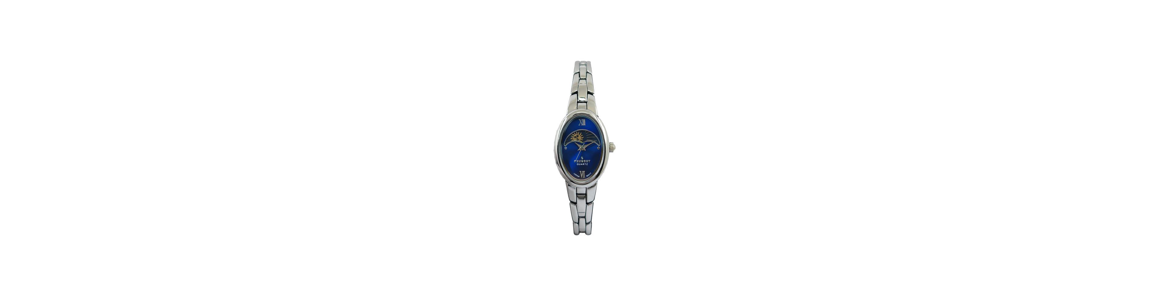 Peugeot Women's Silver 30x25mm Sun Moon Dial Link Bracelet Watch