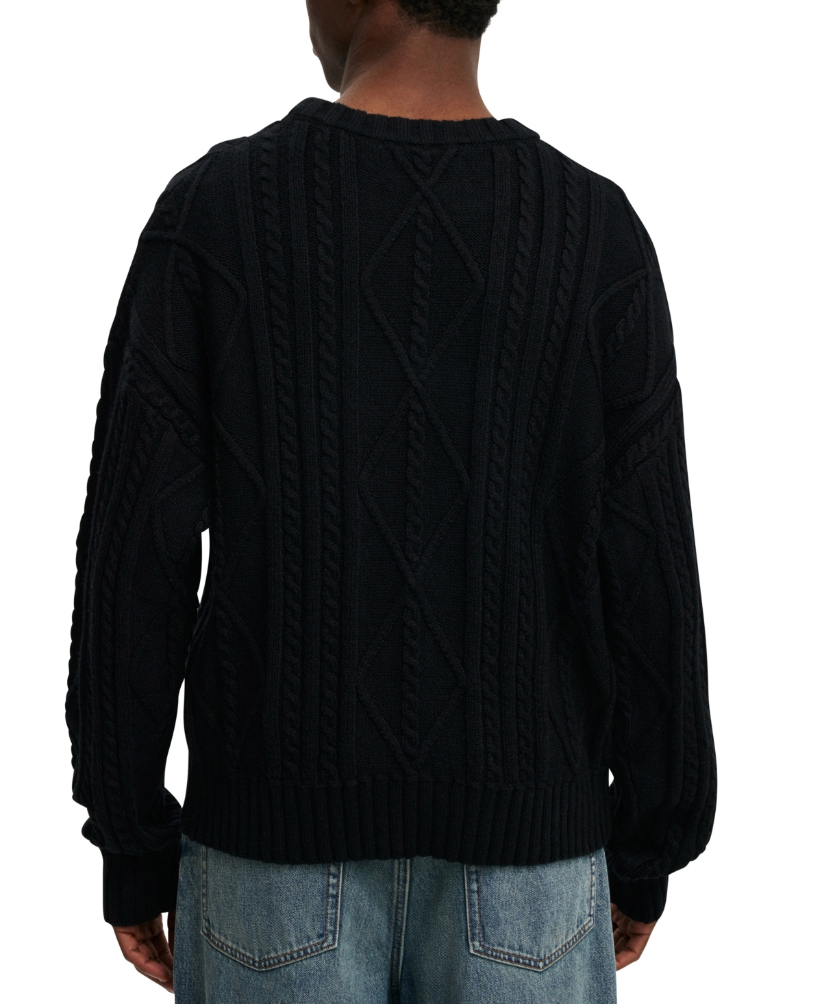 COTTON ON MEN'S CABLE KNIT CREW SWEATER 