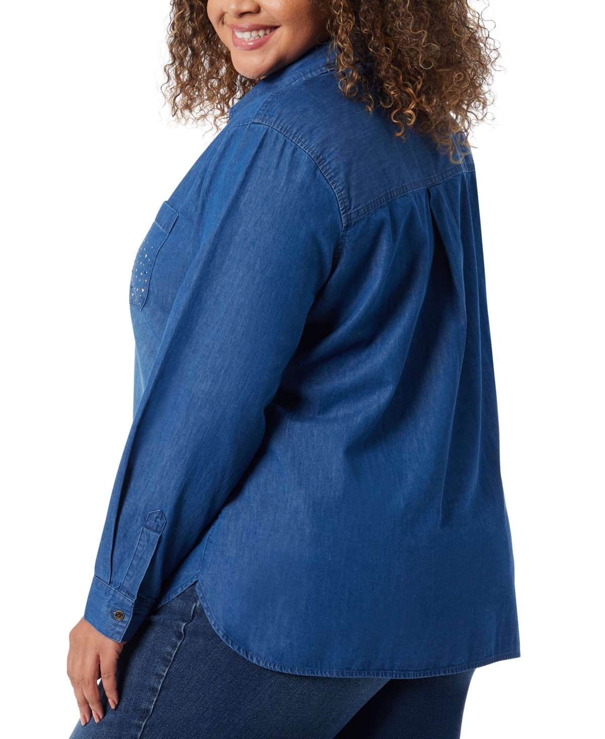 Gloria Vanderbilt Plus Size Larissa Cotton Studded Denim Shirt