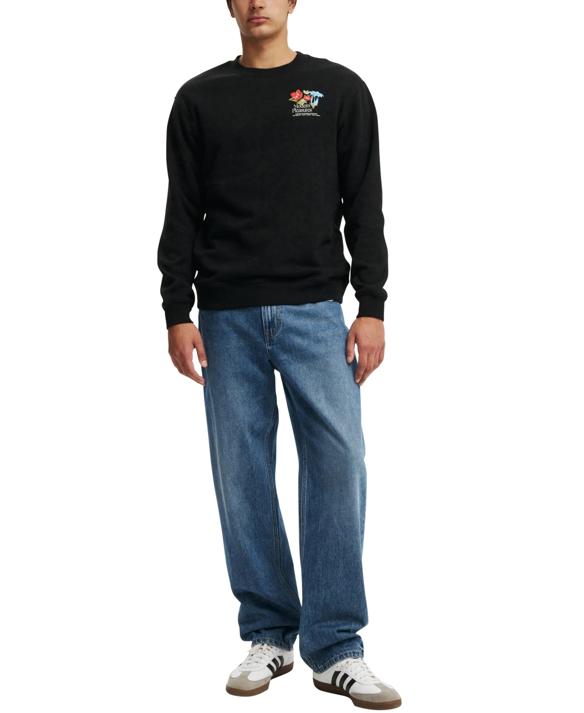 Shop Cotton On Men's Graphic Crew Fleece In Black,modern