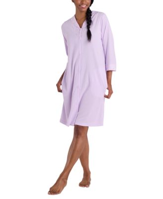 Miss Elaine - Women's Zip-Front 3/4-Sleeve Terry Robe