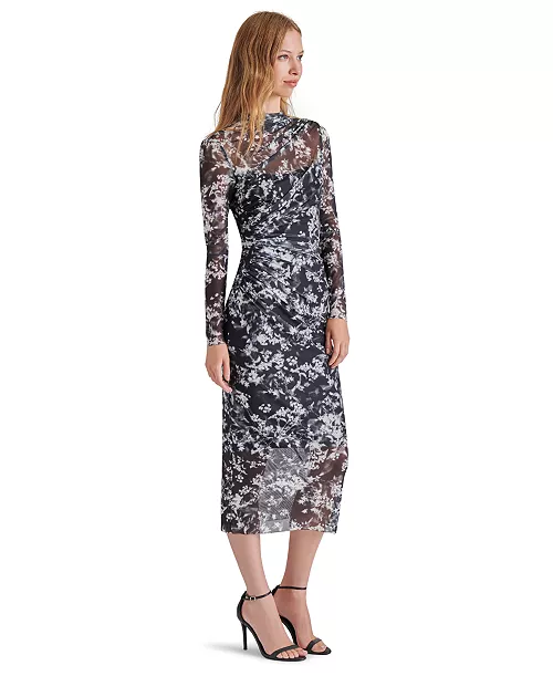women's maureen printed ruched midi dress