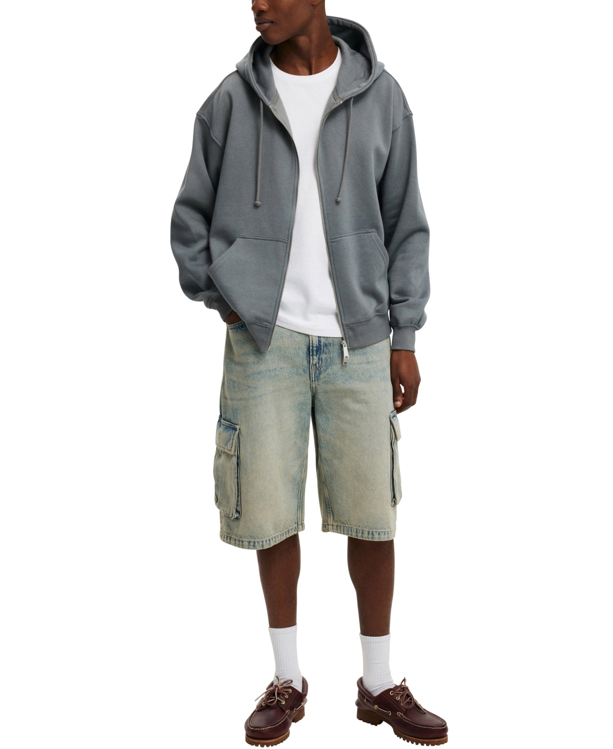 Cotton On Men's Box Fit Zip Up Hoodie -/ Two Way Zip