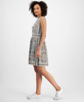 Nautica Women's Paisley Border-Print Sleeveless Dress