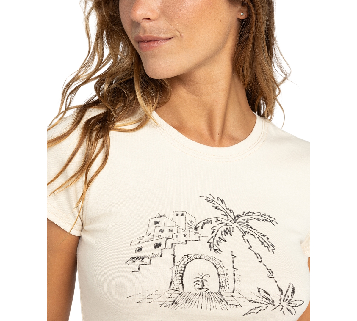 Roxy Juniors' All Day Ribbed Cotton Cropped T-Shirt