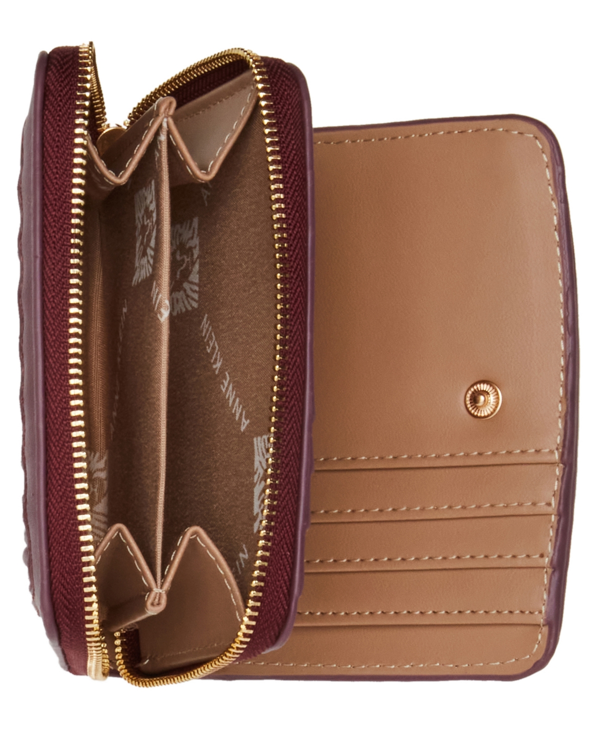 ANNE KLEIN ANNIE KLEIN RUCHED QUILTED ZIP AROUND WALLET 