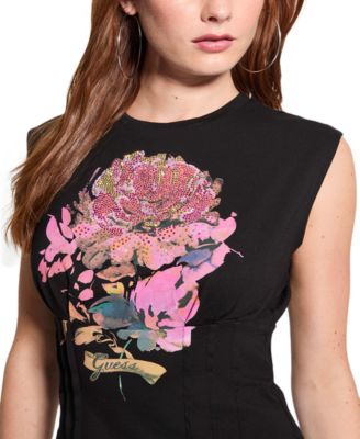 Women's Pigment Rose Corset Sleeveless T-Shirt 
