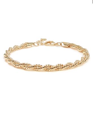 Silver, Gold Plated Brass Twisted Chain Bracelet