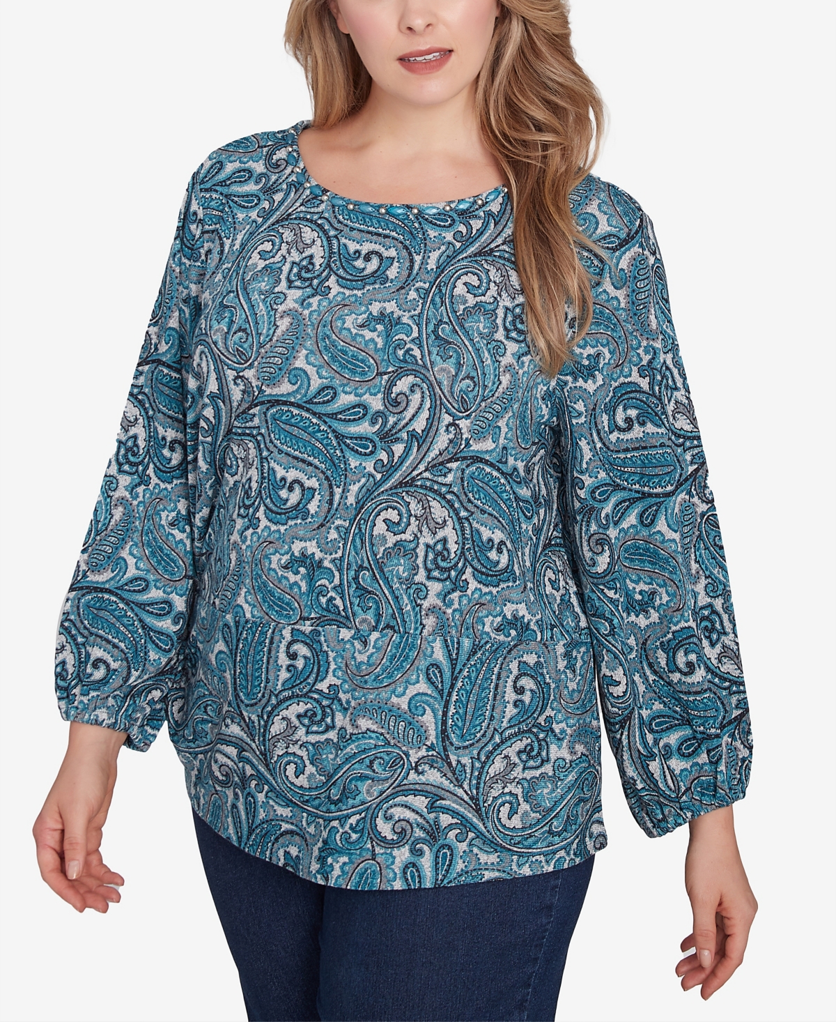 Ruby Rd. Plus Size Paisley Hatchi Twist Front Top