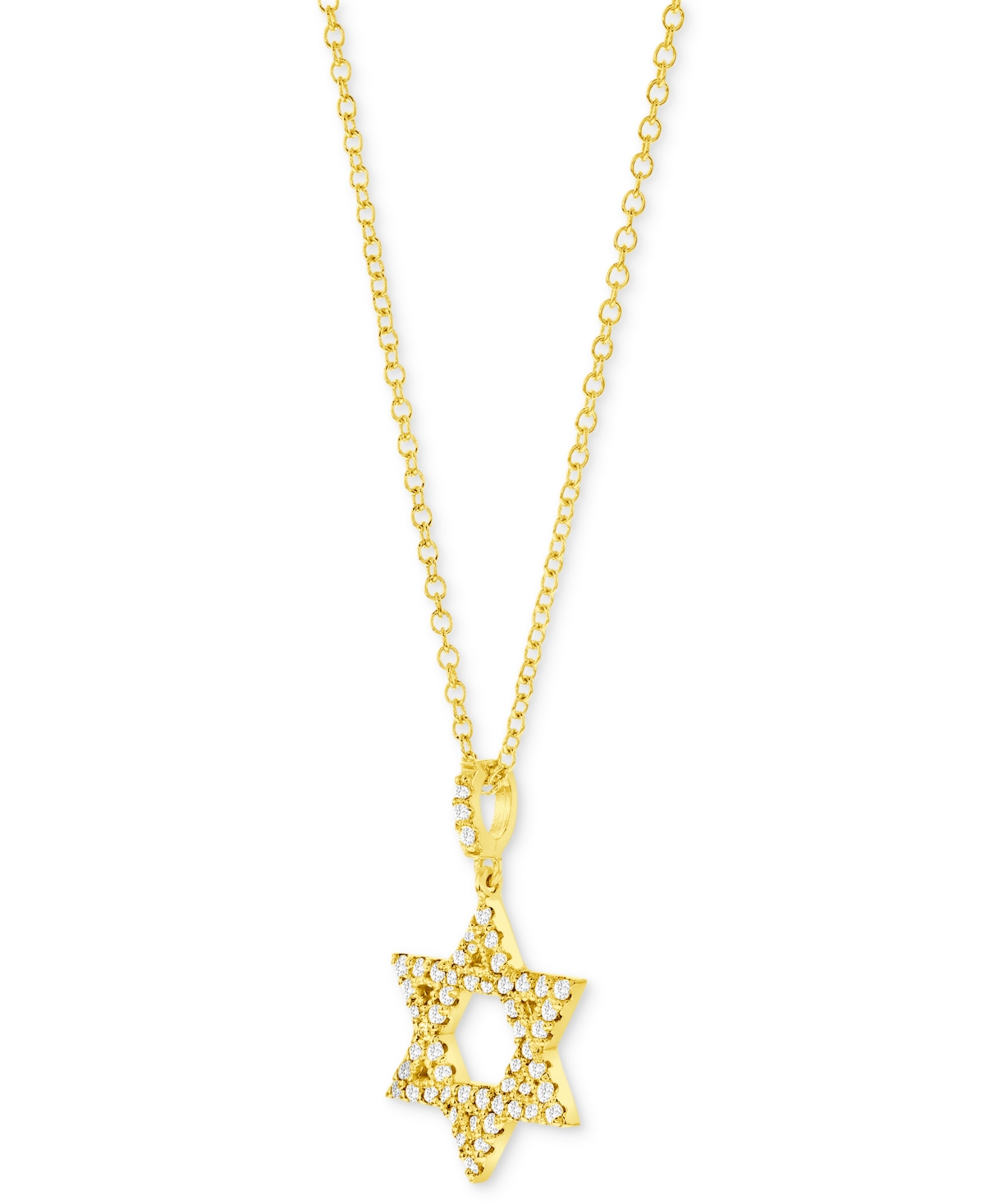 MACY'S DIAMOND STAR OF DAVID PENDANT NECKLACE (1/4 CT. T.W.) IN 14K WHITE OR YELLOW GOLD, 16" + 2" EXTENDER 