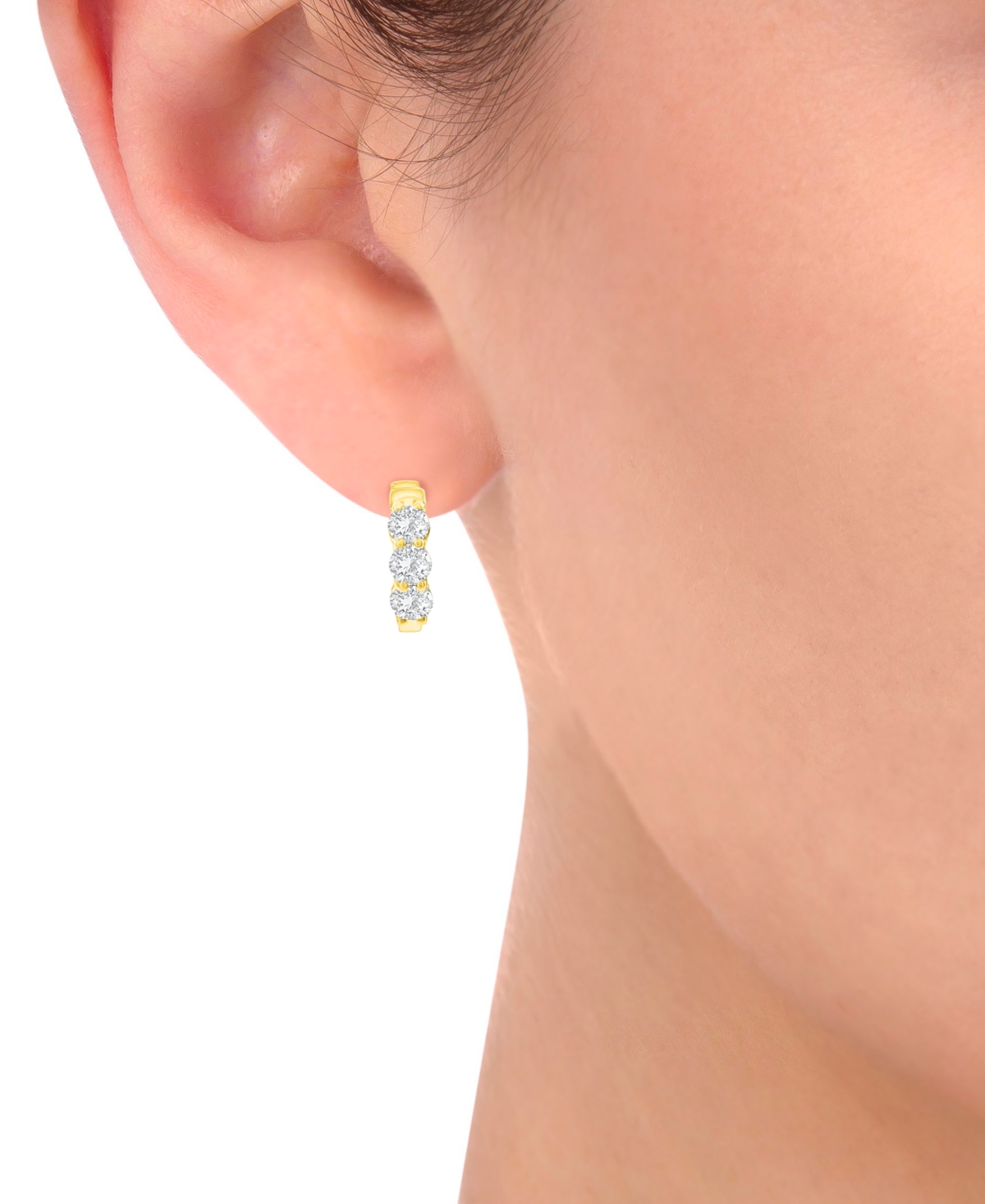 Macy's Diamond Hoop Earrings (1-1/2 Ct. T.w.) In 14k White Or Yellow Gold In Yellow Gold