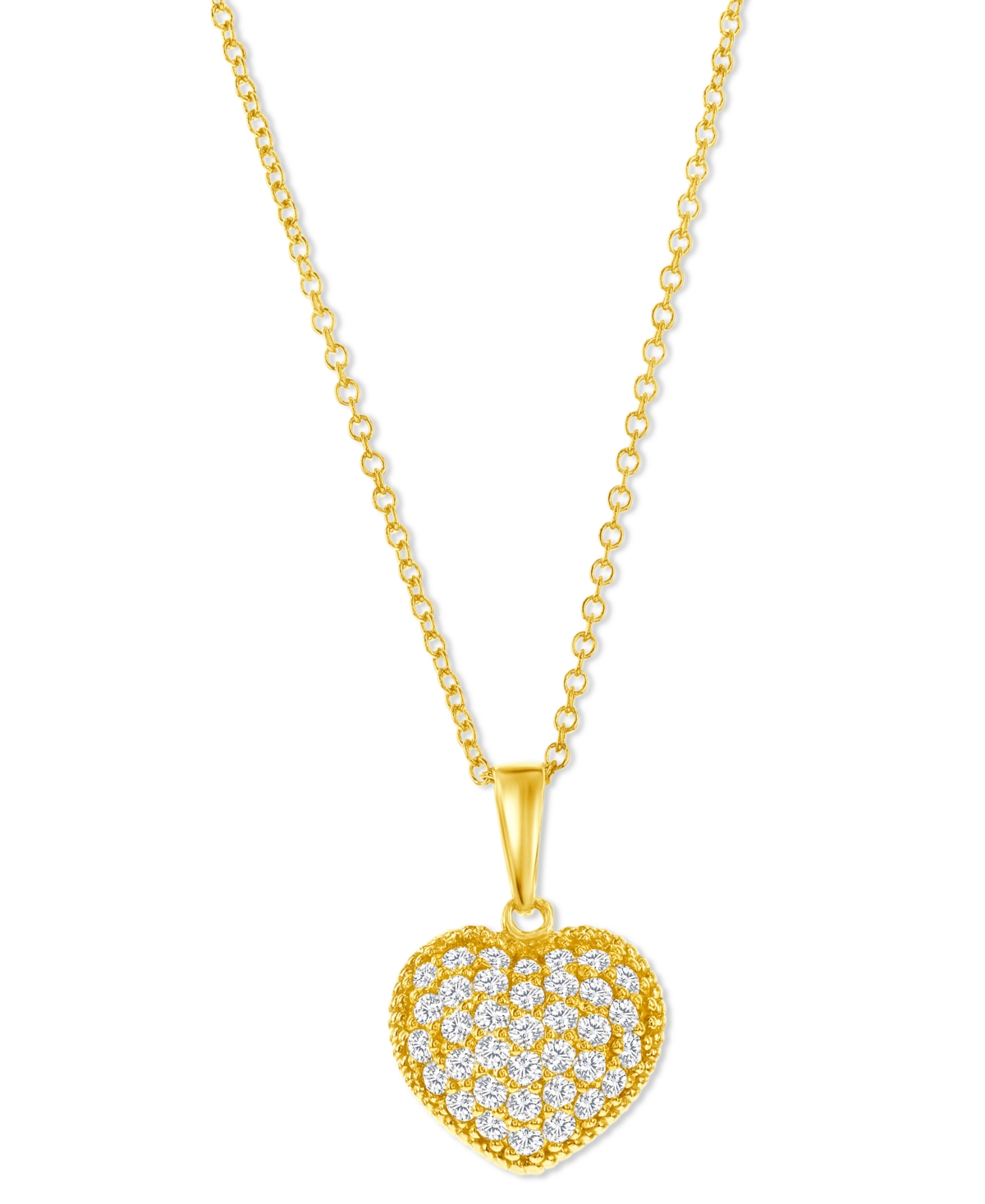 MACY'S DIAMOND HEART CLUSTER PENDANT NECKLACE (3/8 CT. T.W.) IN 14K GOLD, 16" + 2" EXTENDER 