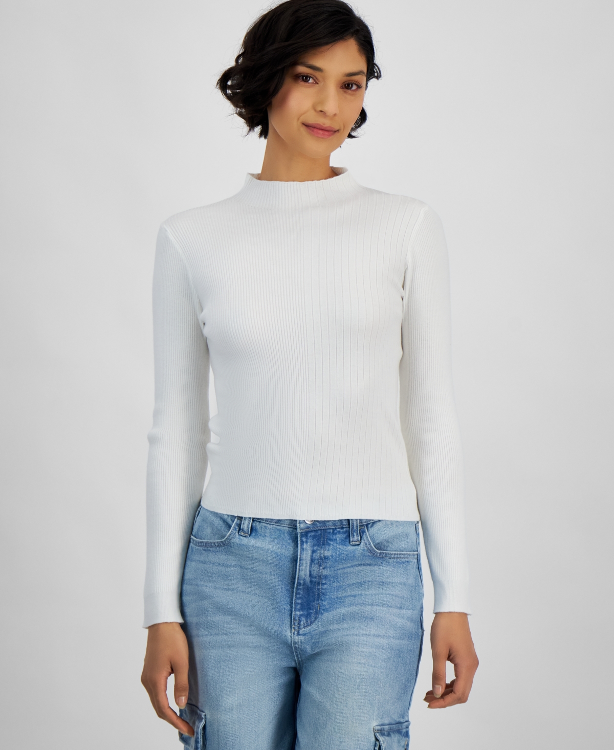 Women's Ribbed Mockneck Sweater, Created for Macy's - Crushed Oregano